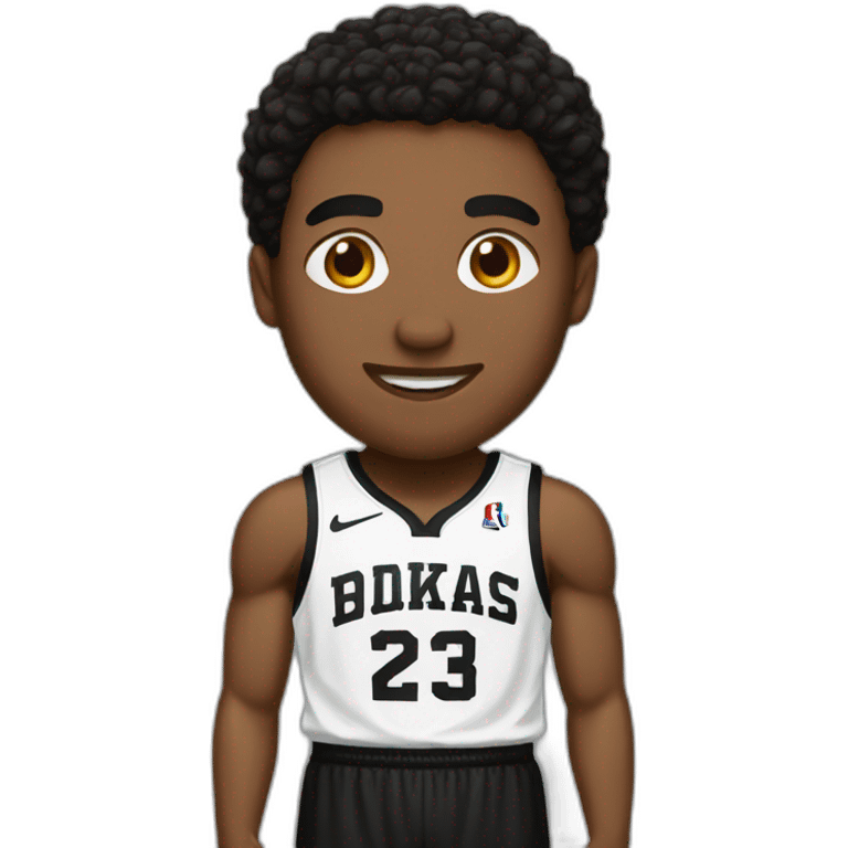 A basketball player dressed in white and black jersey emoji