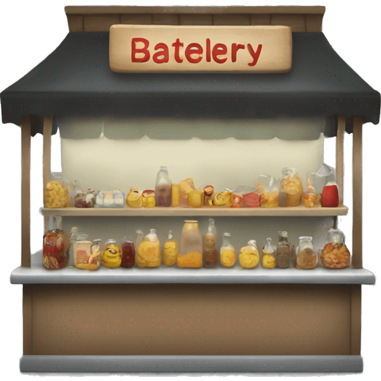 bactery in bottle and food stall emoji