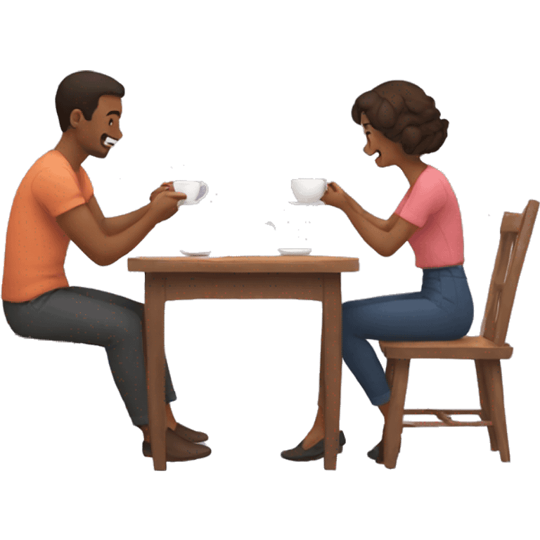 Couple having tea together  emoji