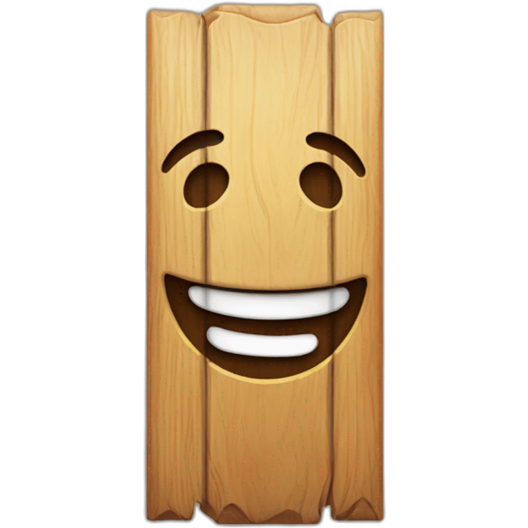 wooden vertical sign of a happy face emoji