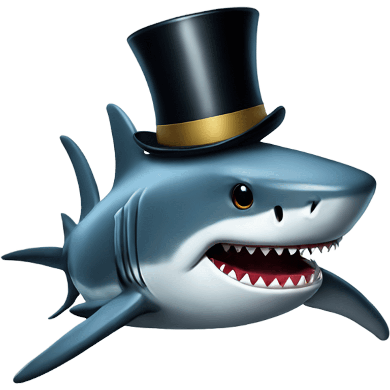 Shark with a top hat emoji