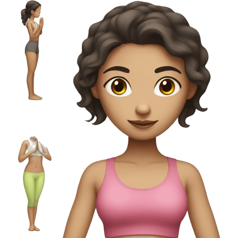 yoga girl with dark brown hair and fair skin emoji