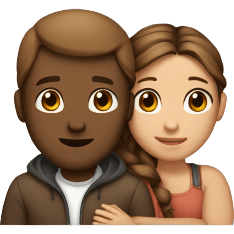 Hug cuple withe skin Brown har emoji