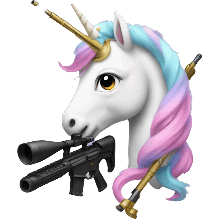 cute unicorn with a sniper emoji