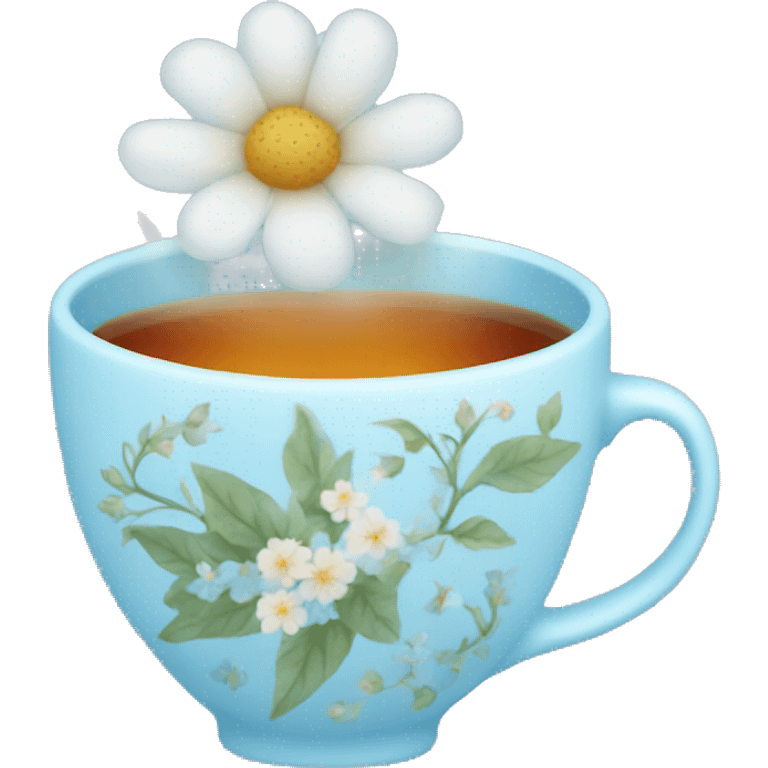 Light blue floral cup of tea  emoji