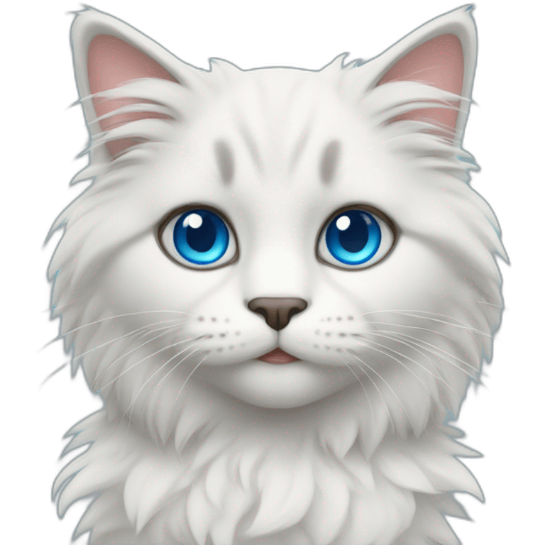 Fluffy cat with blue eyes emoji