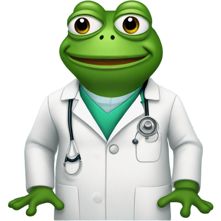 pepe the frog, flat, dressed as a doctor emoji