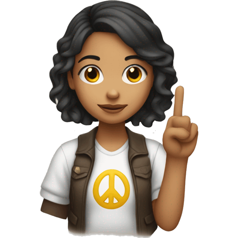 Cute Latina girl holding up a peace sign emoji