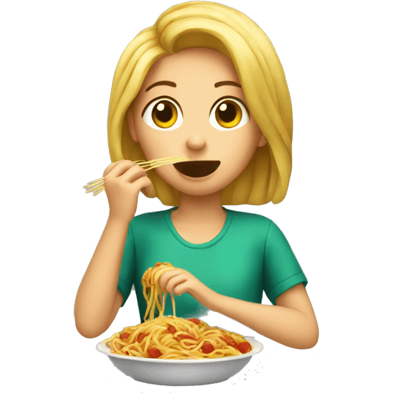 girl eating spaghetti  emoji