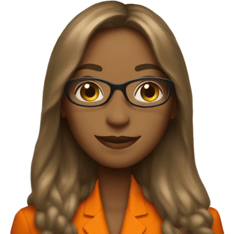 A women wearing orange suite saying thank you festive emoji