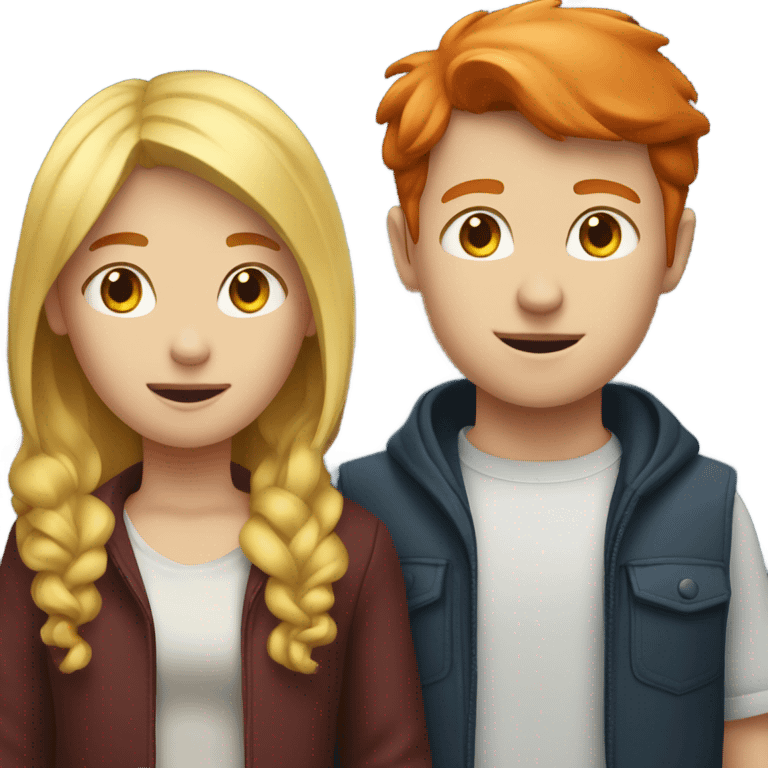 blonde girl and red head boy together  emoji