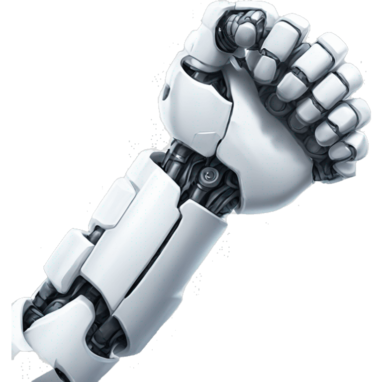 White mechanical cyborg arm and bicep emoji