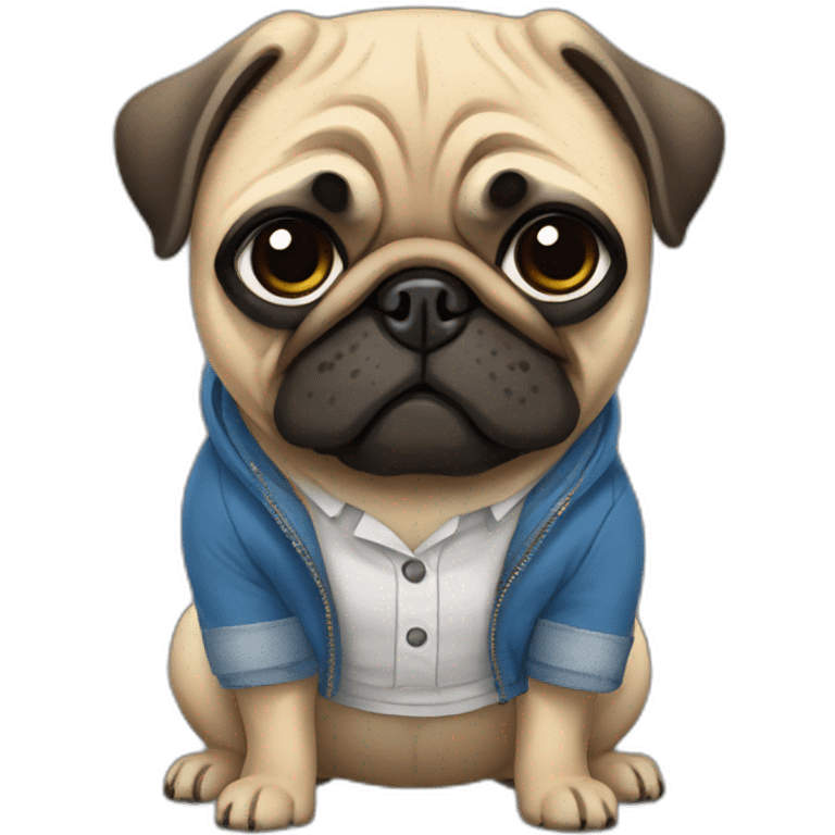 pug wearing clothes with google clothes emoji