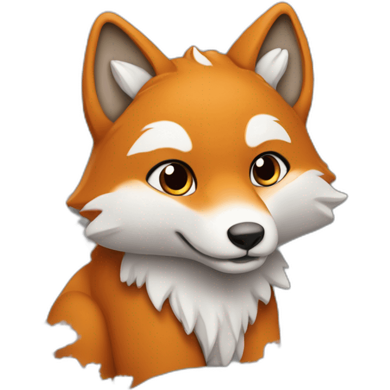 Renard sur une montagne enaigé entouré de Sakura emoji