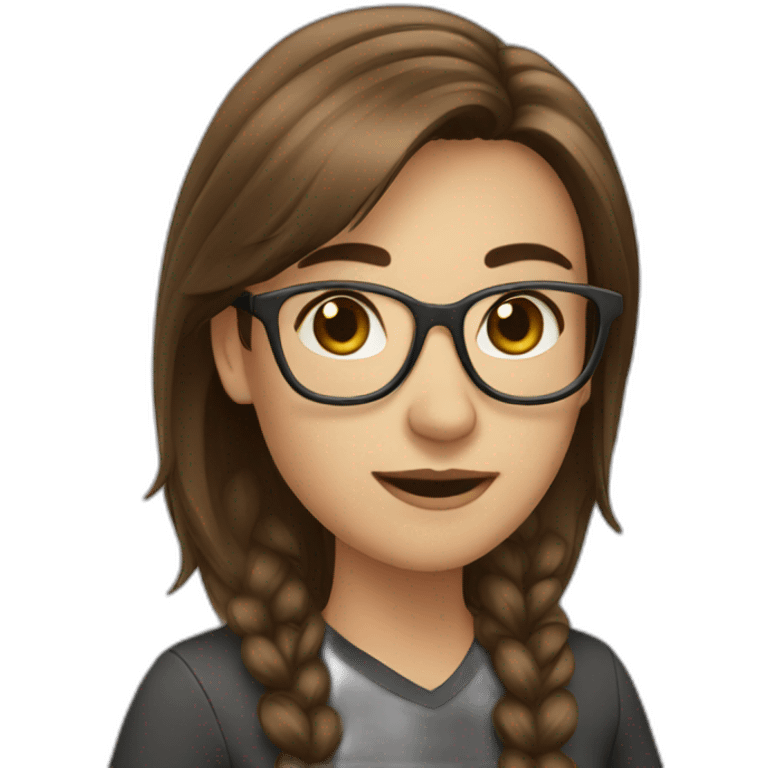 Brown hair, female, glasses emoji