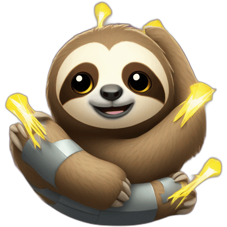 sloth surrounded by lighting bolts emoji