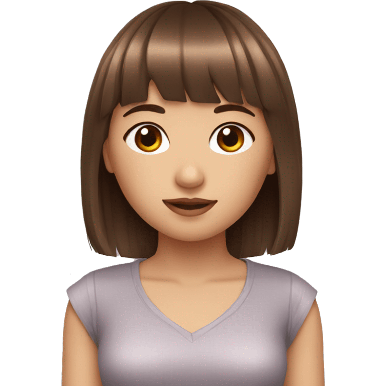 Girls brown hair with fringe  emoji