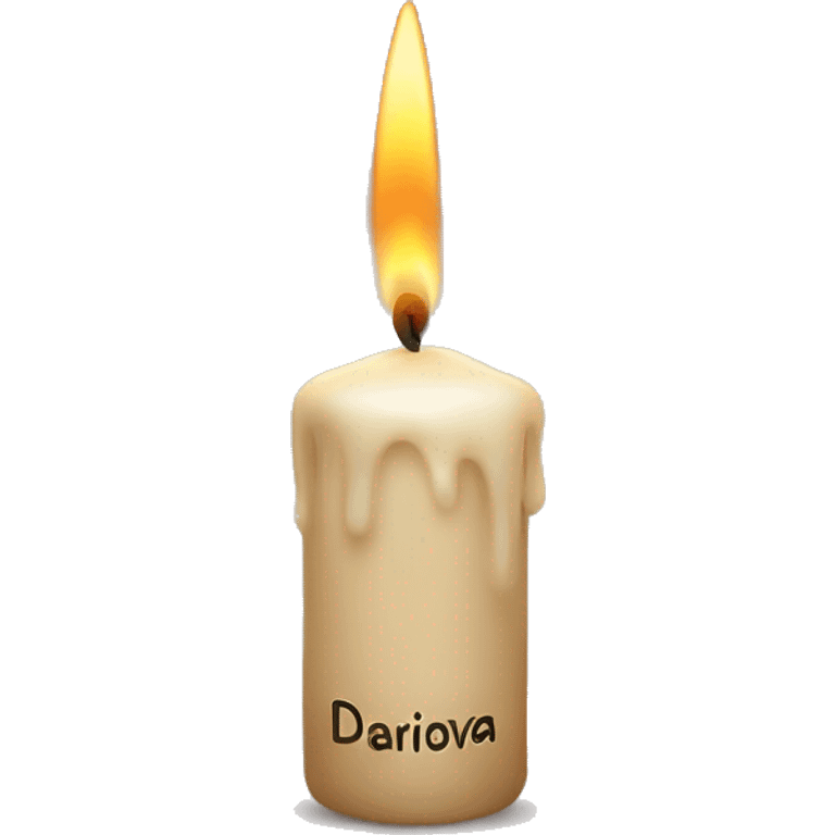 candle with the inscription "dariaenova" emoji