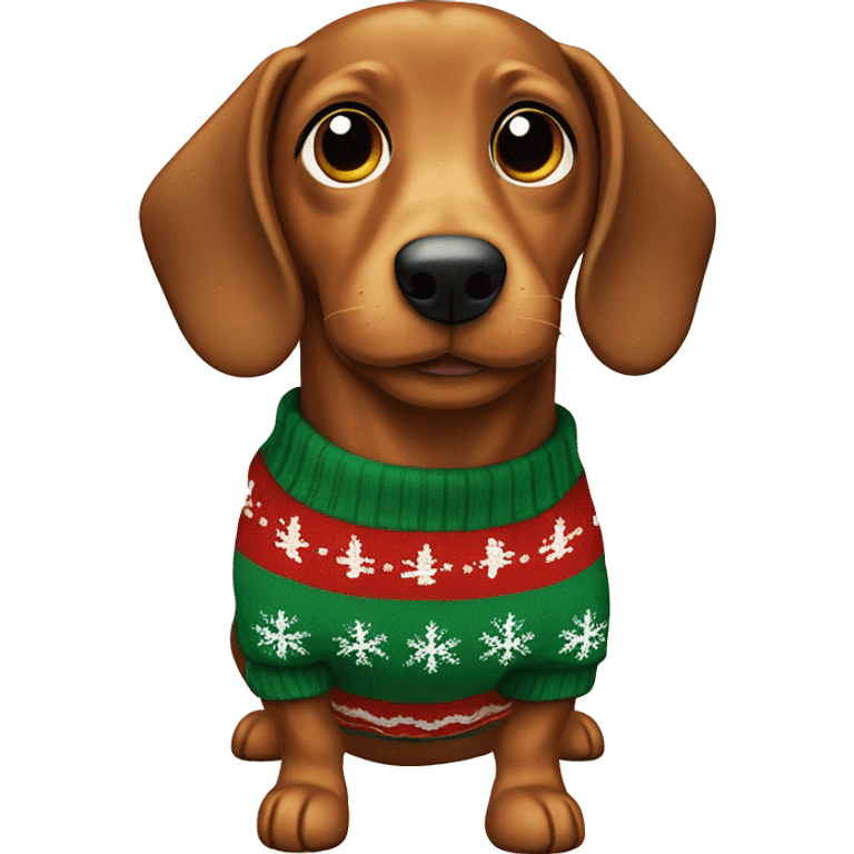 wiener dog wearing a christmas sweater emoji