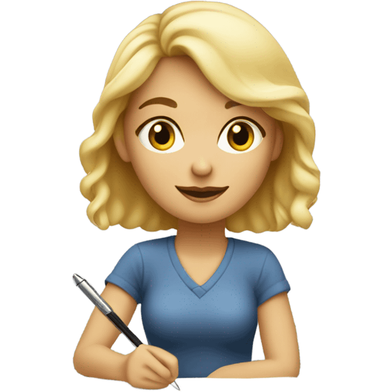 blonde girl writing a postcard emoji