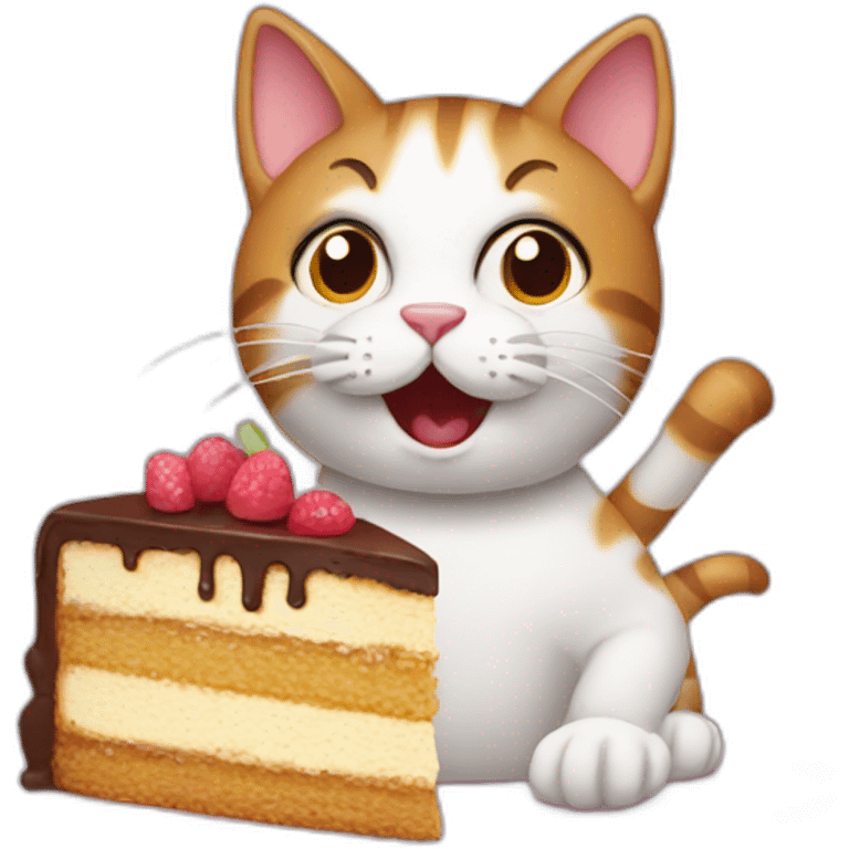 Cat eating cake emoji