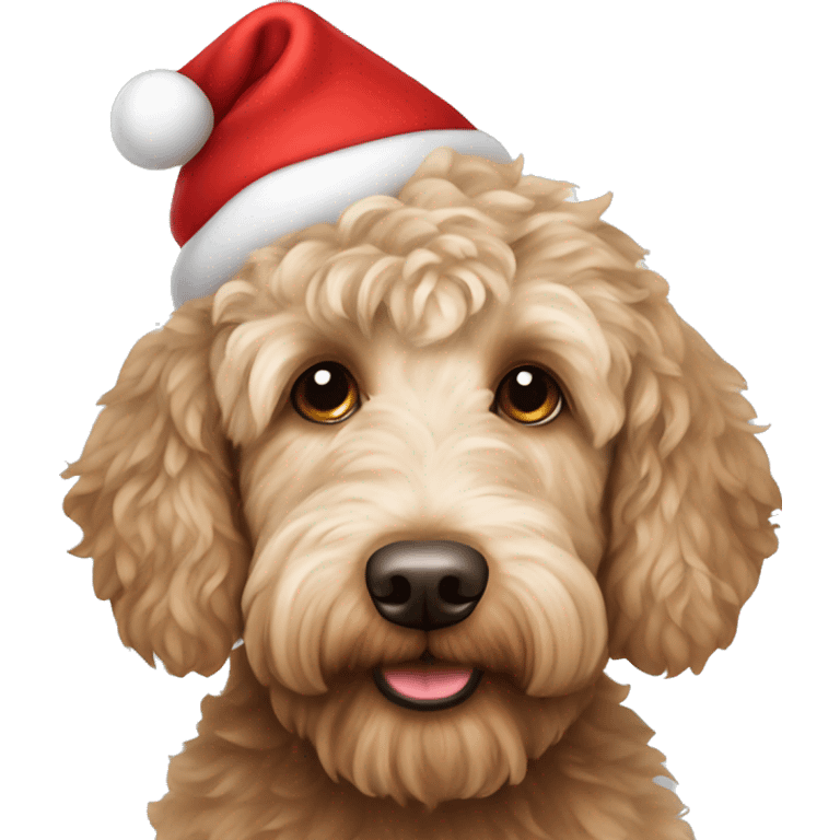 Australian Labradoodle with Christmas hat emoji