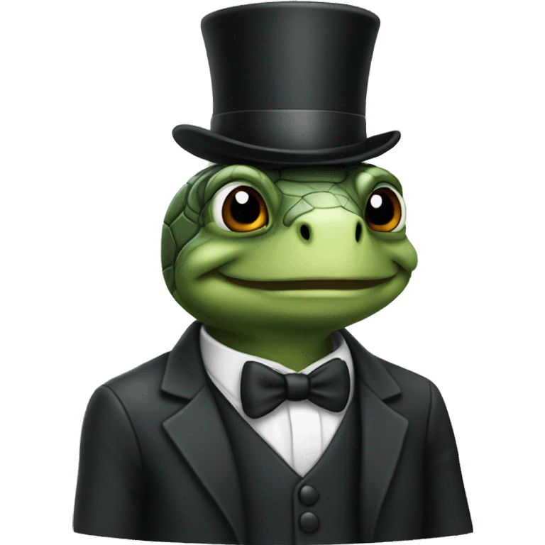 turtle in suit and tie and top hat emoji