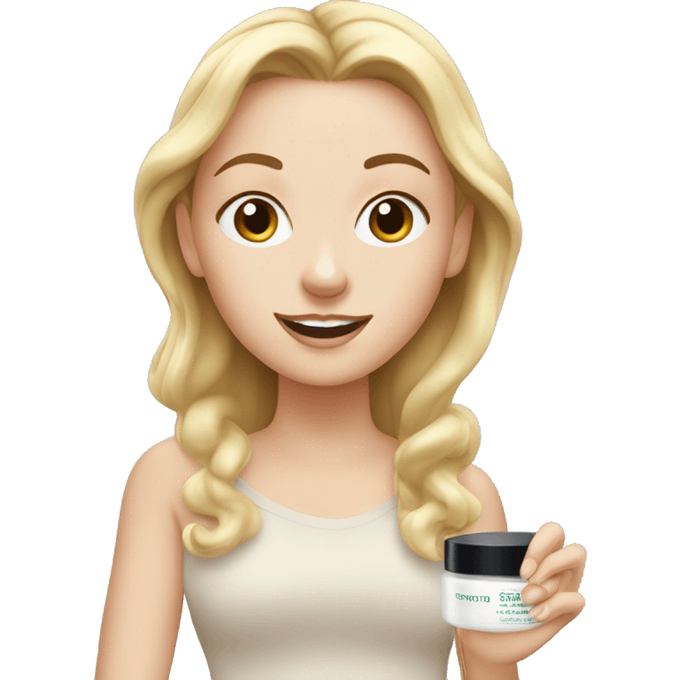 White girl applying face cream  emoji