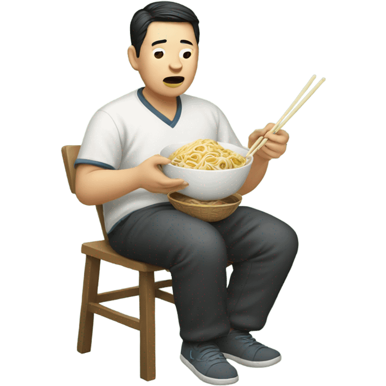 Pregnant chinese uncle eating noodles emoji