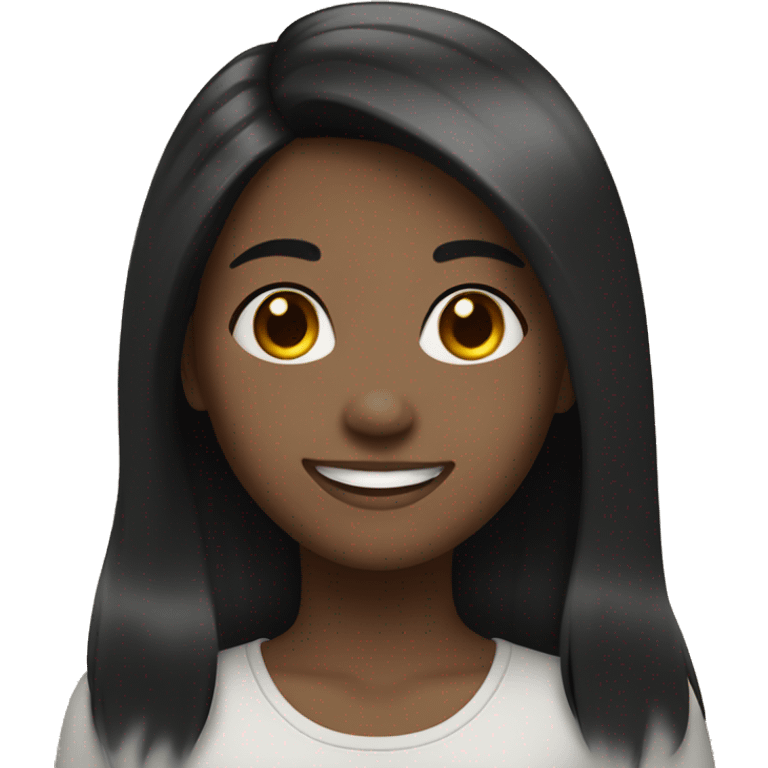 smiling girl with black hair, darker skin emoji