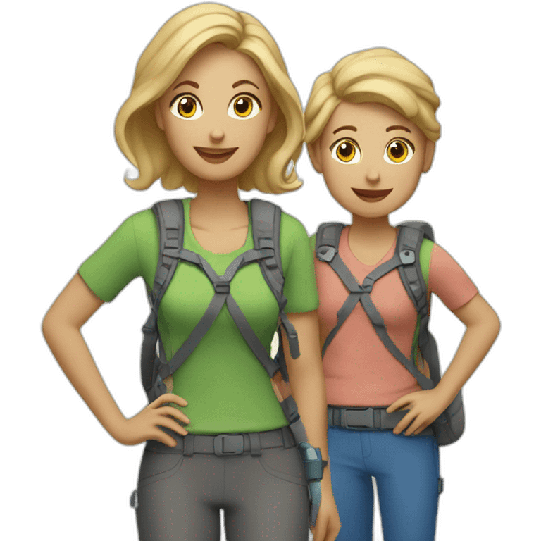 Mom hiking With two Kids blond emoji