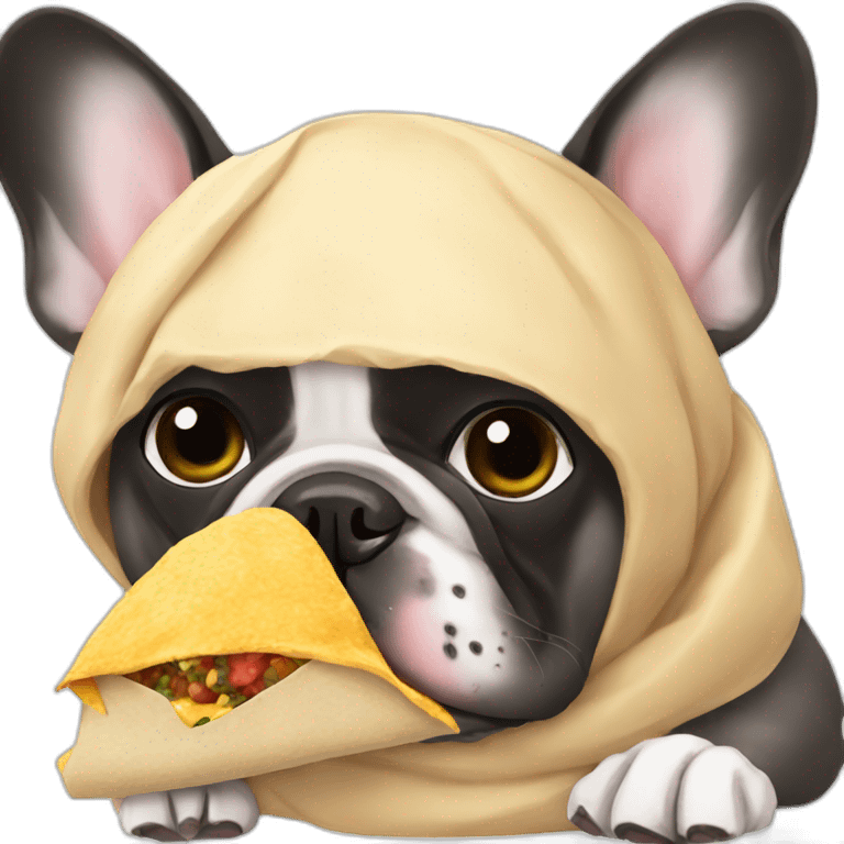 a french bulldog eating a burrito emoji