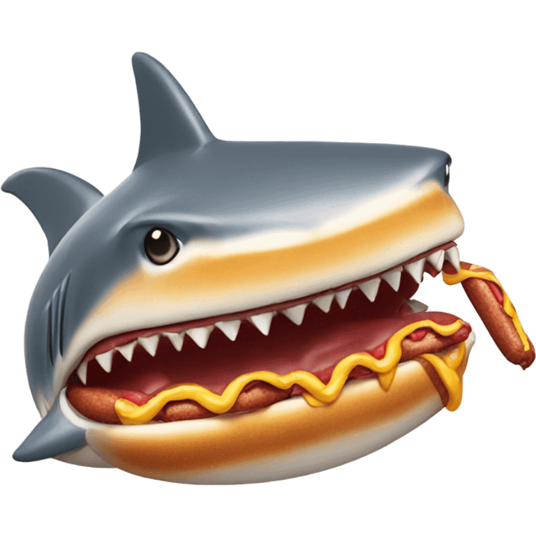 Shark eating a hotdog emoji