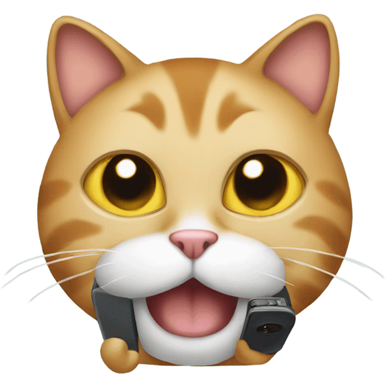 Cat texting on phone emoji