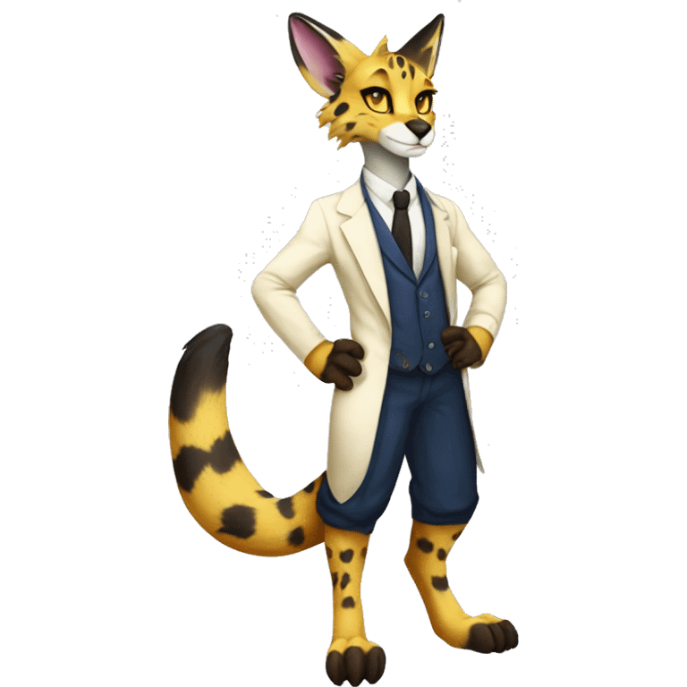 Anthro Epic Beautiful Handsome Pretty Colorful Sergal-Serval-Vernid full body emoji