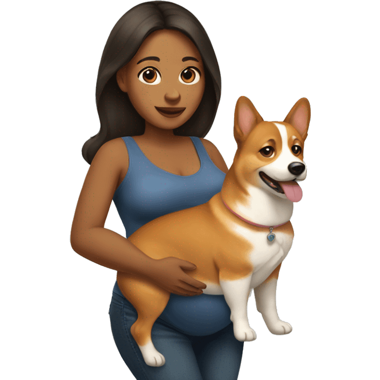 pregnant woman with corgi  emoji