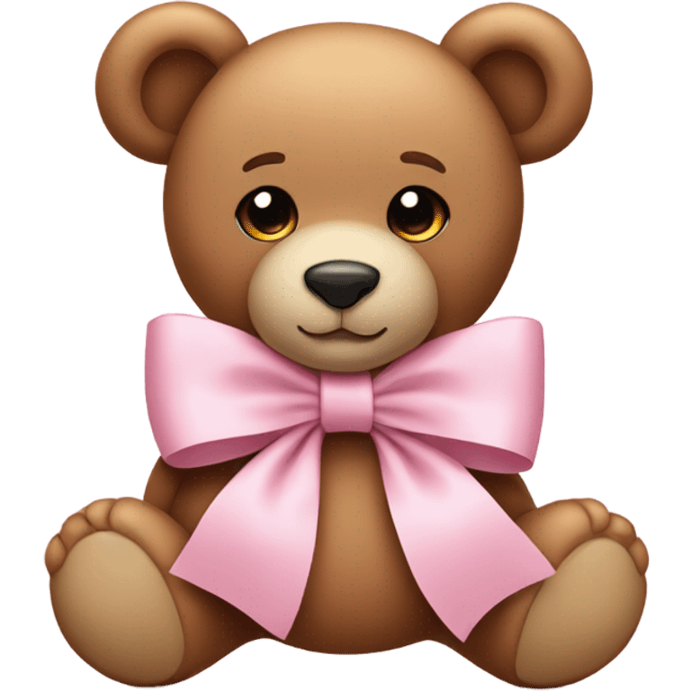 Teddy bear with light pink bow  emoji