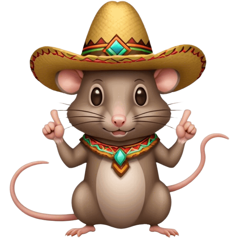 A rat wearing a sombrero holding a thumbs down emoji