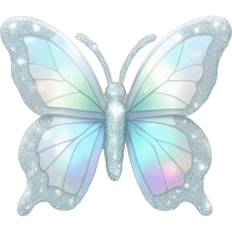 Pastel white iridescent glass crystal butterfly with glitter emoji