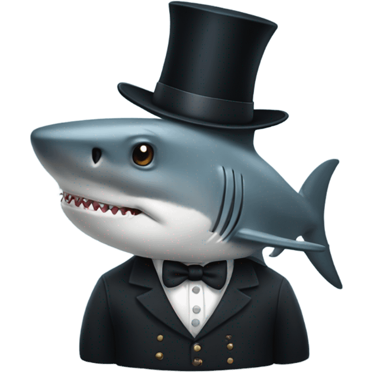 Shark with a top hat emoji