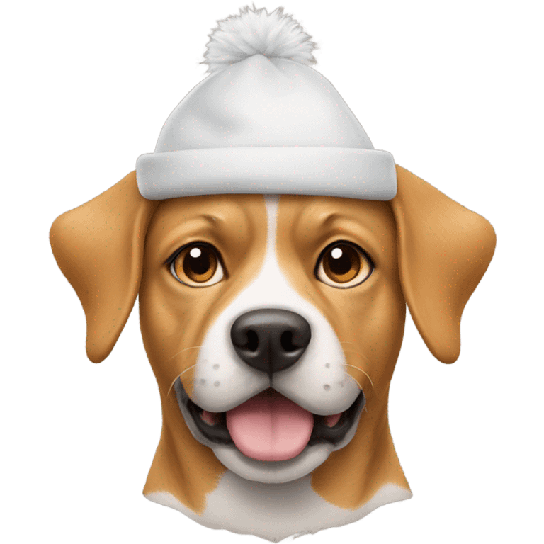 Dog wearing a cat hat emoji