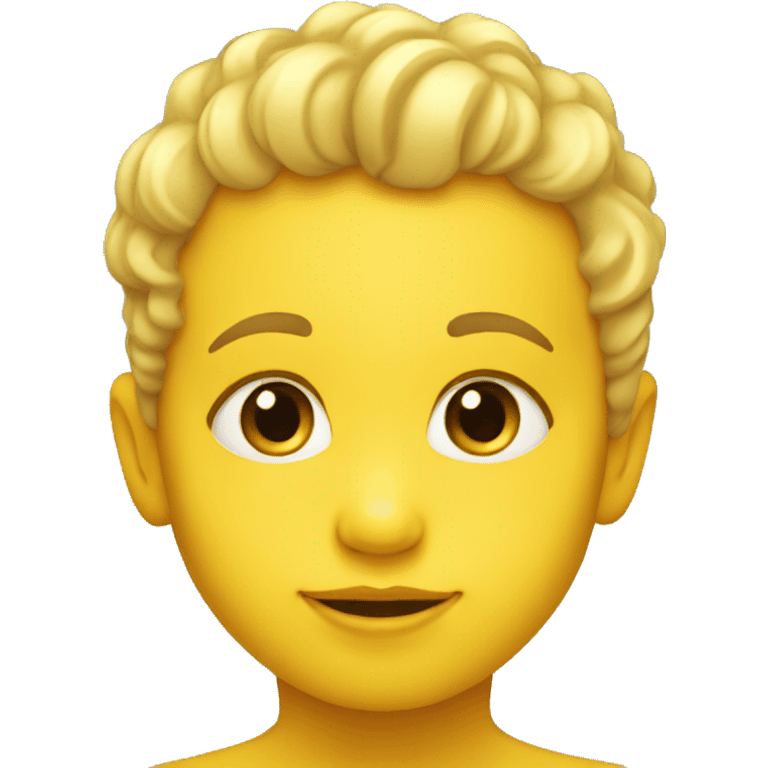 baby face, yellow skin, single curl. emoji