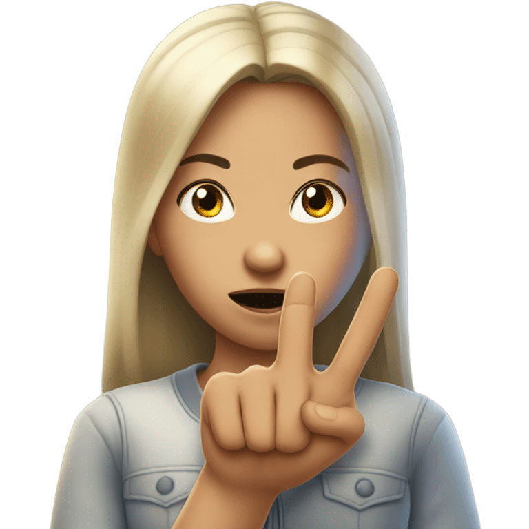 A girl flipping someone off with her middle finger emoji