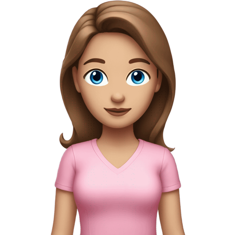 Make a girl with brown hair and blue eyes in a pink outfit emoji