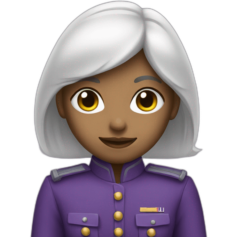 White hair soldier girl with purple suit emoji