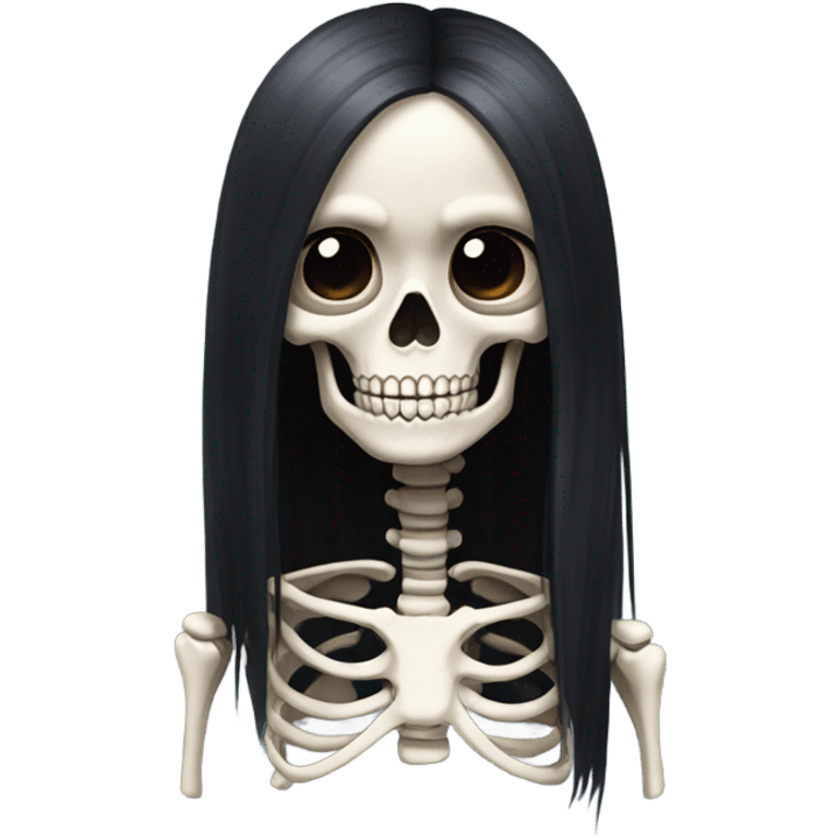 Skeleton with long black hair emoji