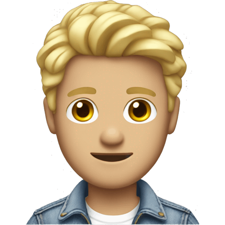 Cute blonde man in Jean jacket and white t shirt emoji