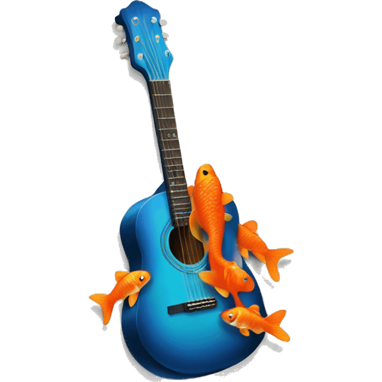 Blue guitar with orange koi fish emoji