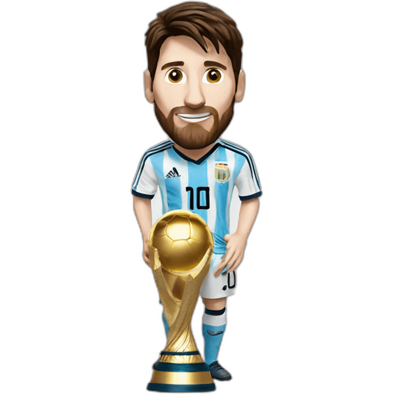 Lionel Messi with world cup trophy emoji