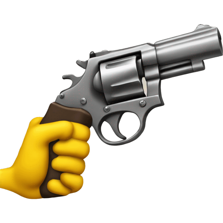 yellow hand holding pistol emoji